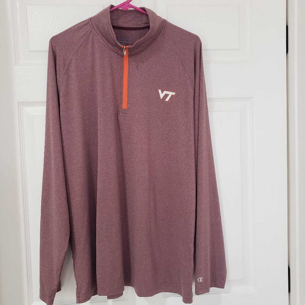 Virginia Tech Hokies Men's‎ Champion 1/4 Zip Pullover Shirt Size 2XL